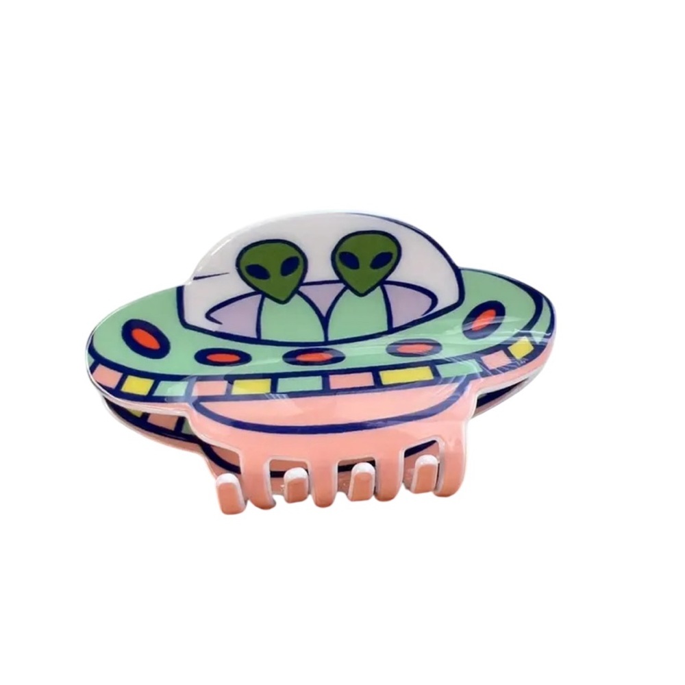 💖 3/$30 💖 Green and Pink Alien Spaceship Hair Claw